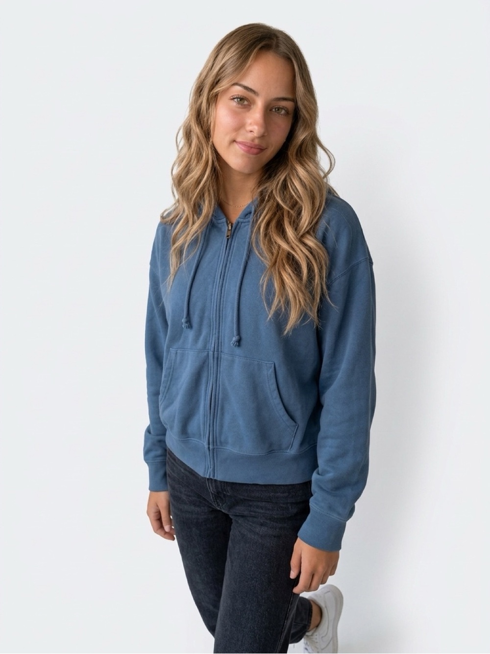 American Eagle Blue Zip-Up Hooded Jacket